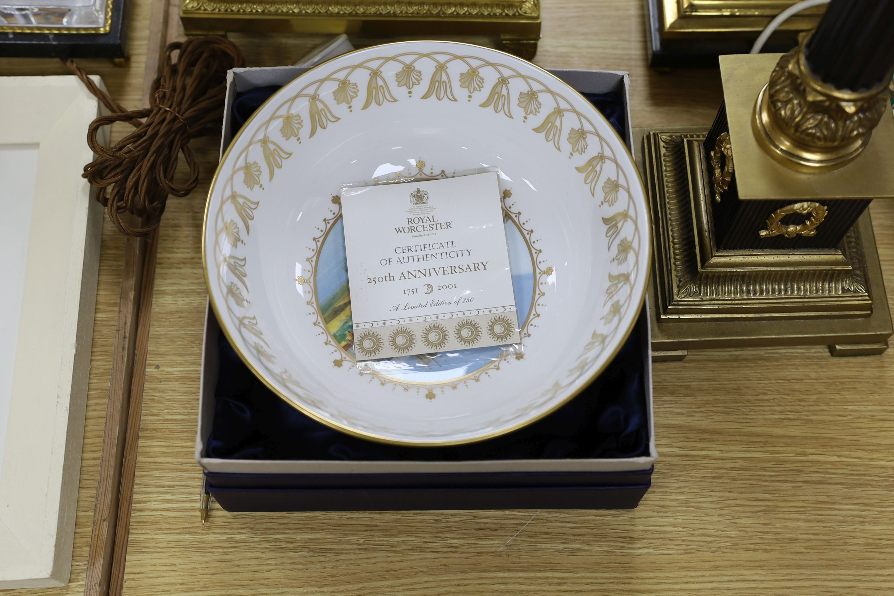 A boxed Royal Worcester Scenes flight bowl, limited edition no. 43 of 250 - 26cm diameter